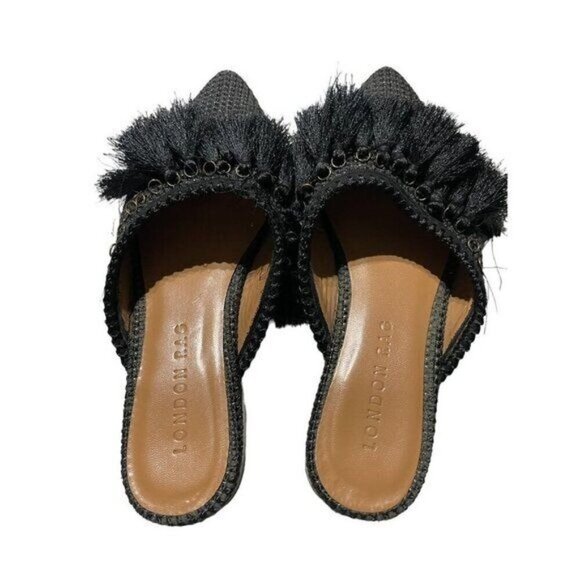 London Rag Tassel Black Classic Pointed Flats Size 37 - Picture 5 of 6